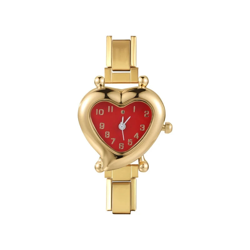 High Quality Fashion DIY 9MM Width Italian Elastic Charm Stainless Heart Shape Watch Bracelet Bangle for Friend Birthday Jewelry