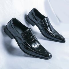 Fashion Square Toe Dress Shoes For Men Slip On Party Loafers Formal Chelsea Social Shoe