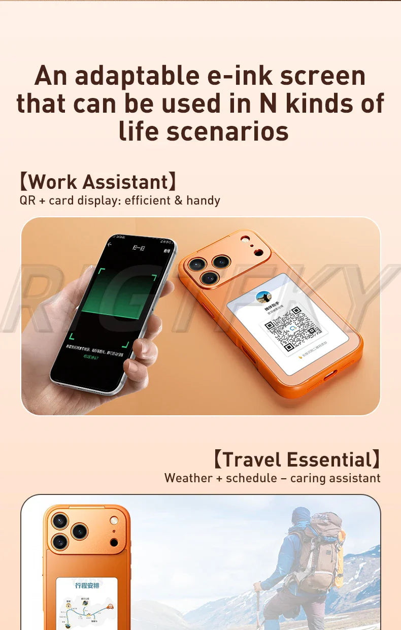 For IPhone 17 Pro Max 17Pro 17 E-ink Mobile Phone Cases Screen Image Ai NFC technology Transmission DIY No Battery Tech Cover