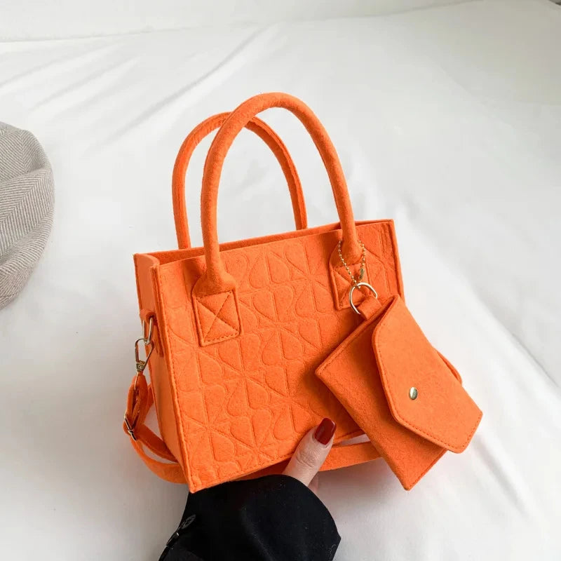 Zipper Messenger Bag Solid Color Felt Women Shoulder Bag Luxury Designer