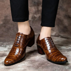 Men's Heel shoes Formal Leather Brown Men Loafers Dress Shoes Fashion Mens
