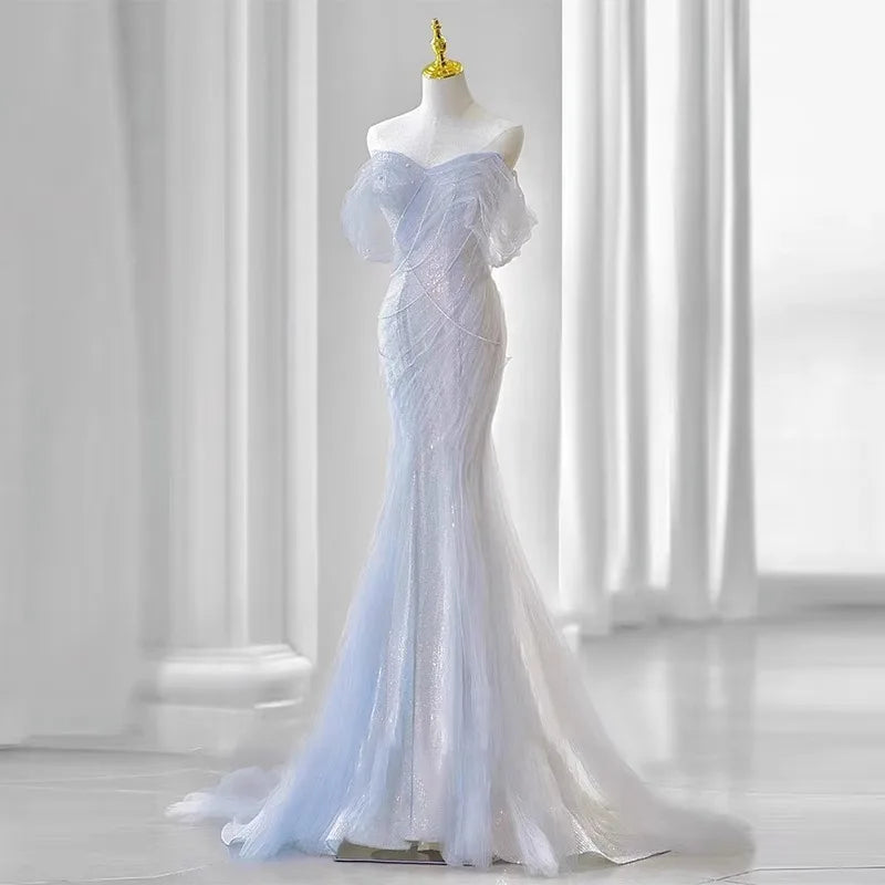 Homecoming Dresses: Purple Laser Sequin Beaded Mermaid Women Evening Dress