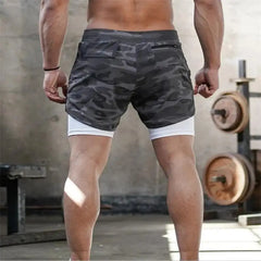 Men Running Shorts 2In1 Double-deck Sport Shorts Sportswear Fitness Short