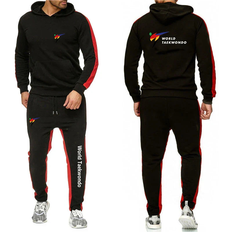 2025 WTF World Taekwondo Federation Men's New Solid Color Sweatshirt Set Casual Long-sleeved Hoodies +Sport Long Pants Suit