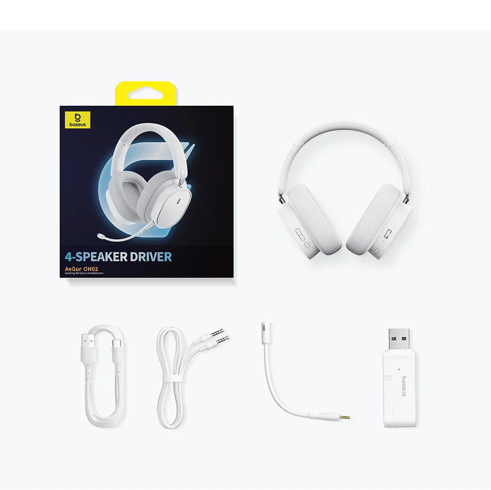 Baseus GH02 Wireless Gaming Headsets with Mic Headphones Bluetooth 5.3 40mm Driver 2.4G/Wireless/Cable RGB Overhead Headphone