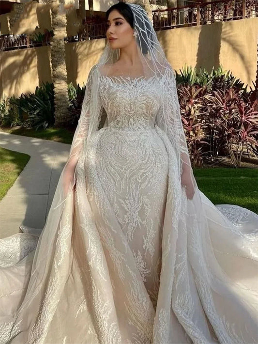 White Bridesmaid Dresses: Wedding Gown Beaded Mermaid Bride Dresses For Women