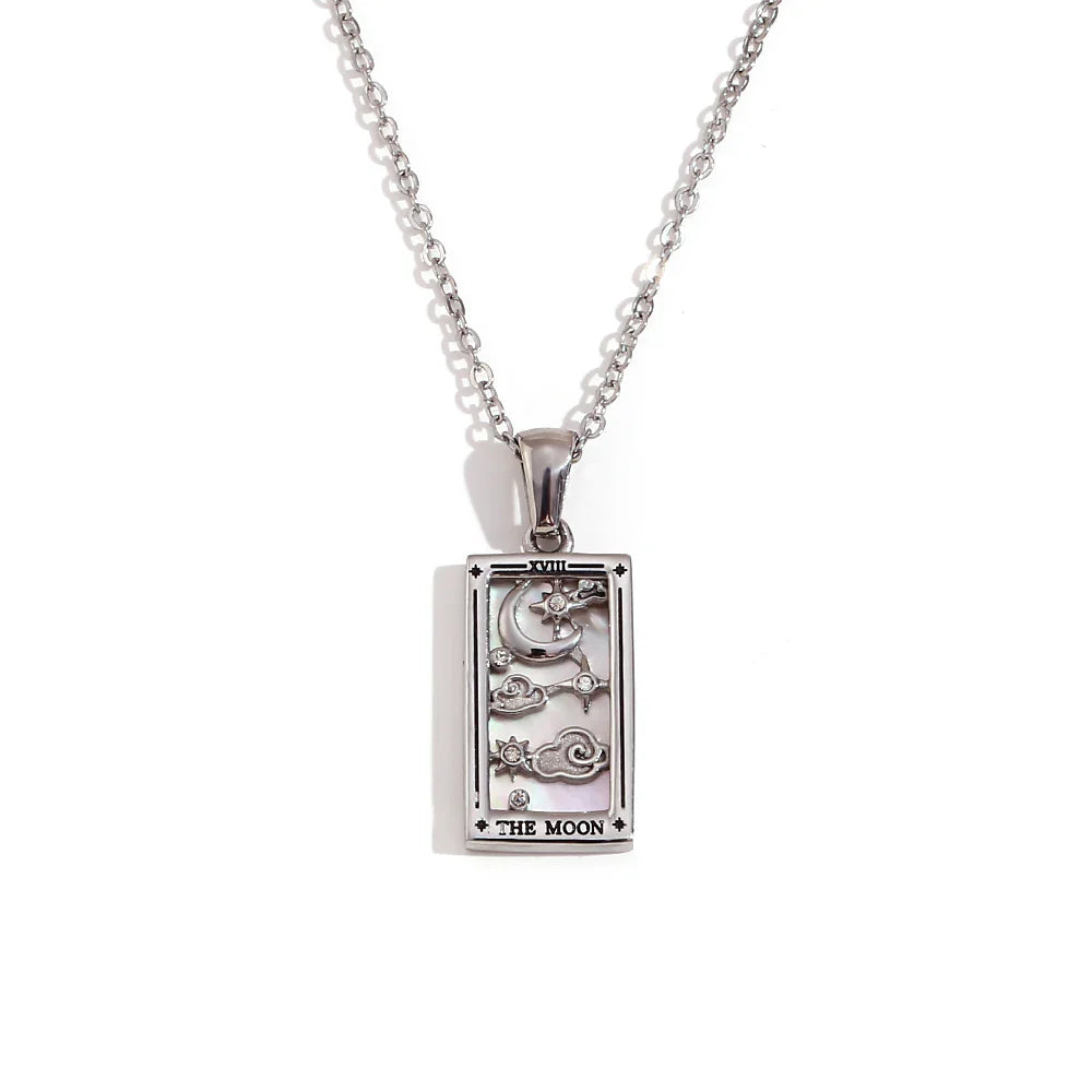 E.B.belle Original New Tarot Queen Lover Magician Moon Necklace Tarnish Free Stainless Steel Jewelry 18K Gold Plated Decoration