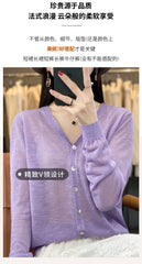 Summer Sunscreen Ice Silk Cardigan Women's V-Neck Long Sleeve Loose Knitted