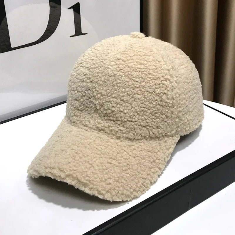 Winter Hats For Women Baseball Caps Plush Thickened Warm Baseball Cap Female Casual Solid Color Fashion Design Outdoor