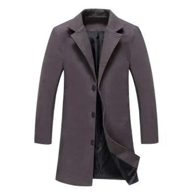 Single Breasted Lapel Long Coat Jacket Fashion Autumn Winter Casual Overcoat