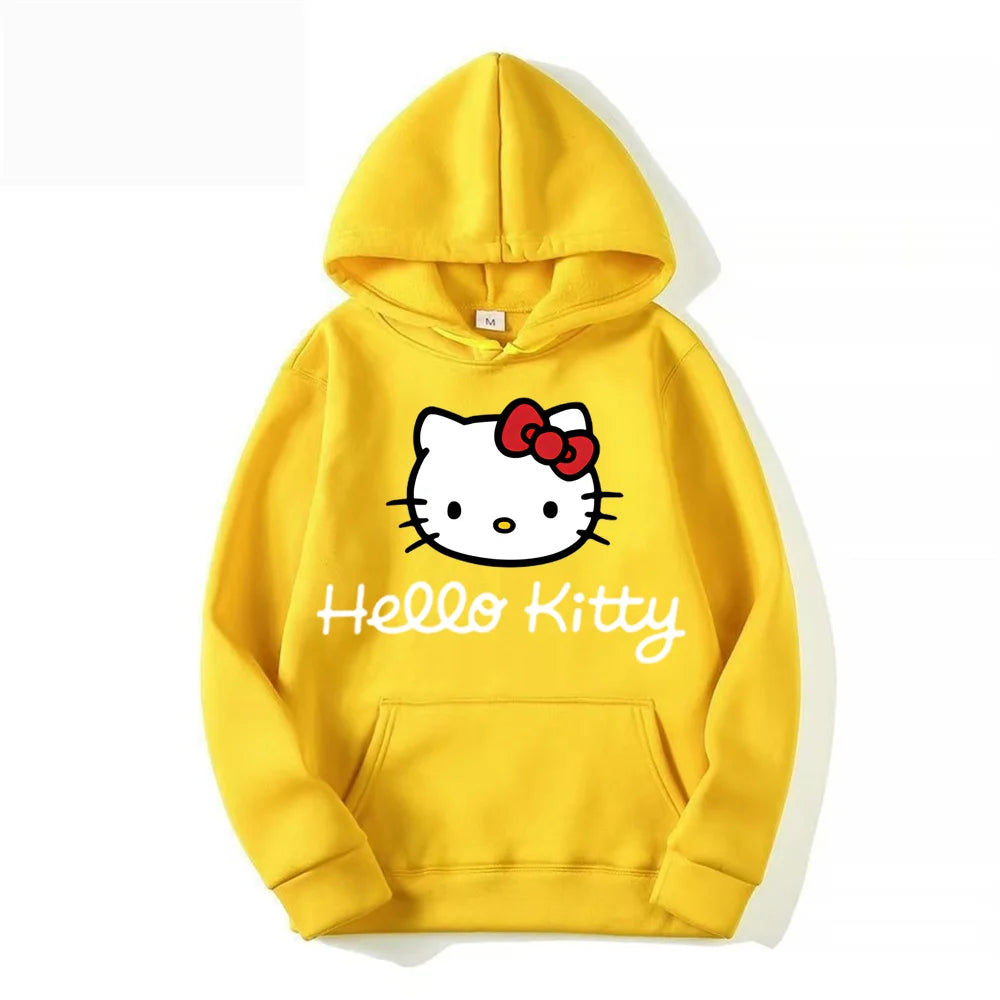 Hello Kitty Anime Hoodie Casual Sweatshirt Boys Fleece Pullover Y2k Sudadera