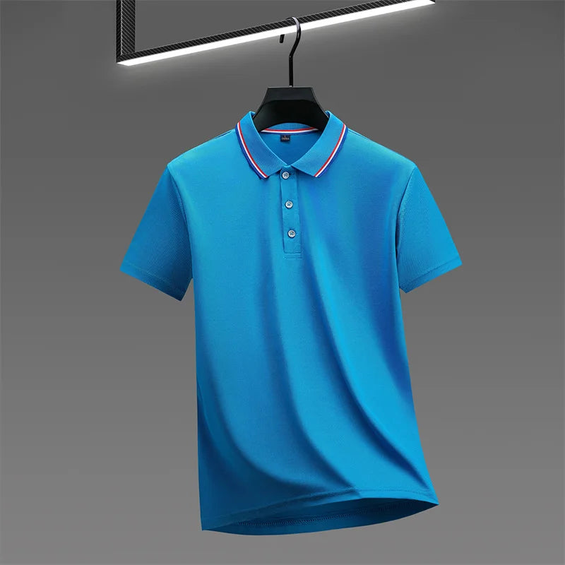 2025 New Men's Casual Solid Color Short Sleeved Polo Shirt Summer Fashionable and Comfortable Versatile Top