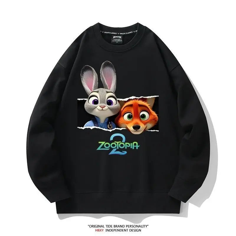 Spring Kid Boy Clothes Children Girls Disney Zootopia 2 Judy Hopps Nick Wilde Print Sweatshirt Top Baby Cartoon Pullover
