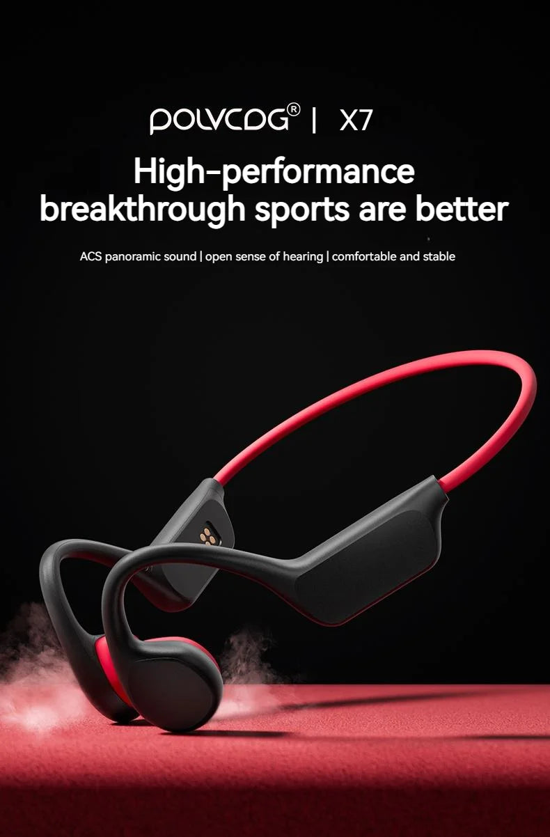 POLVCDG Bone Conduction Headset X7 IPX8 32GB Bluetooth 5.3 Wireless Headset with microphone Waterproof Swim 2023 New