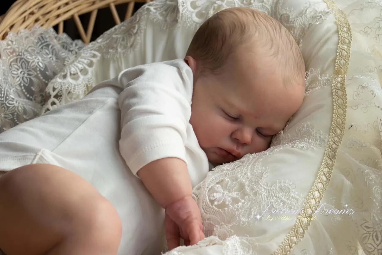 19 Inch Pickle Boy Reborn Toddler Doll Lifelike Sleeping Figure Soft Cloth Body Hand-Painted Hair Cuddly Baby Toy for Collectors