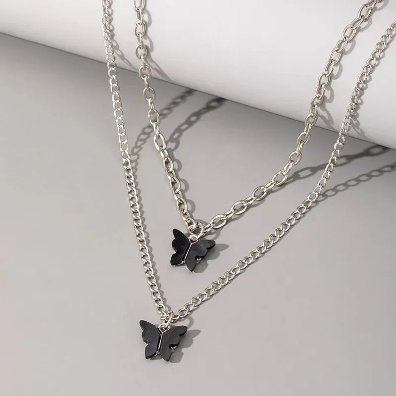 Vintage Irregular Punk Metal Bean Pendant Necklace for Women Adjustable Black Leather Rope Long Clavicle Chain Charm Jewerly