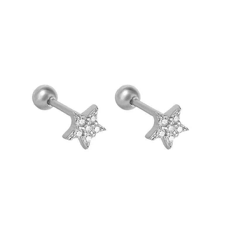 WANTME 925 Sterling Silver Fashion Simple Golden Flower Beads Small Stud Earrings for Women Teen Piercing Jewelry Accessories