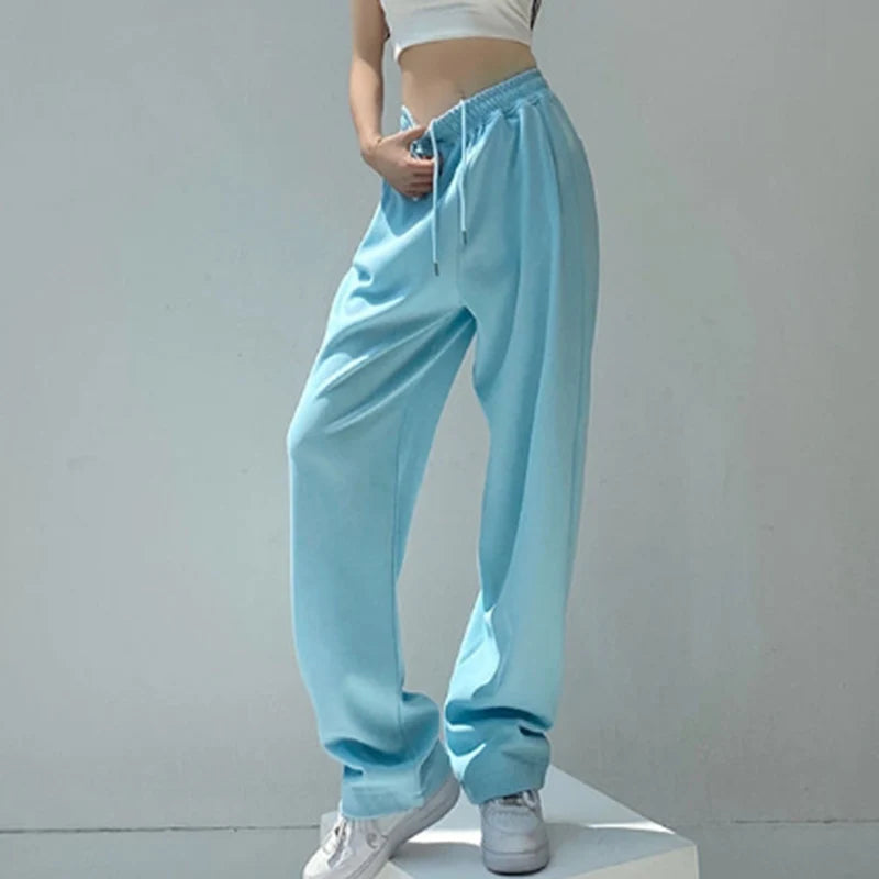 Rimocy Hot Pink Wide Leg Sweatpants for Women High Waisted Causal Sports Trousers