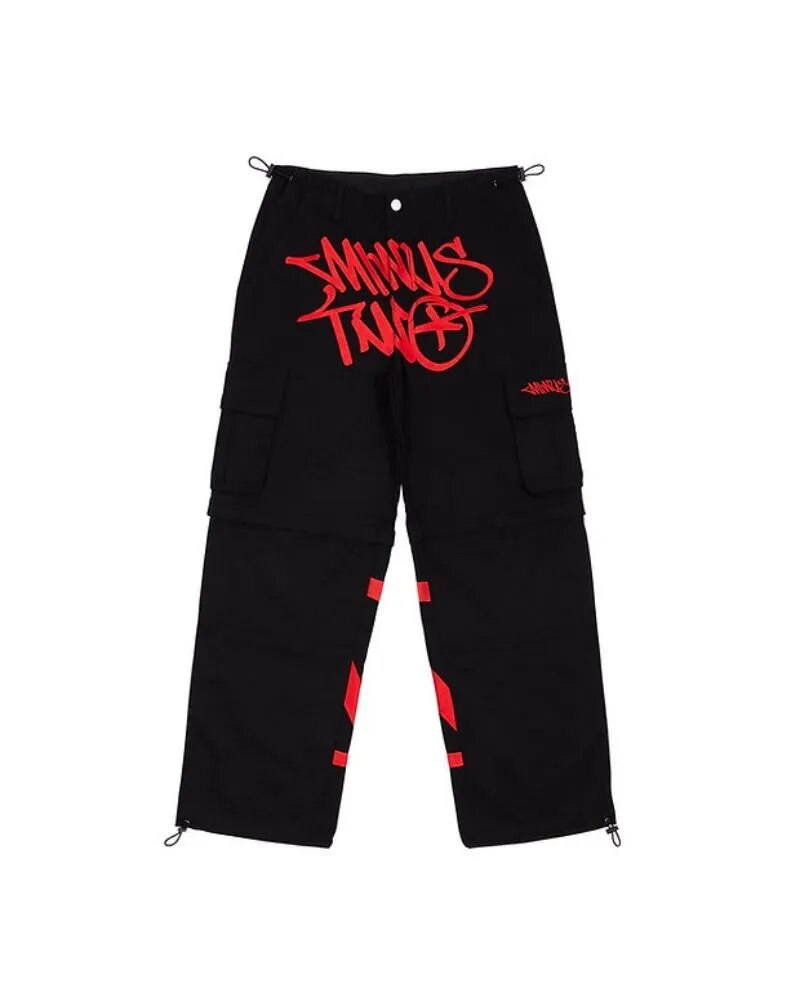Y2K Pants Men Hip Hop Minus Two Cargo Y2k Black Overalls Harajuku