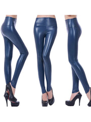 Leather High Waist Legging Women Black Pencil Pants Slim Skinny Trousers