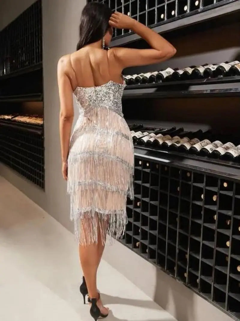 Evening wear Dresses: Sleeveless Sequin Formal Evening Prom Dress Women