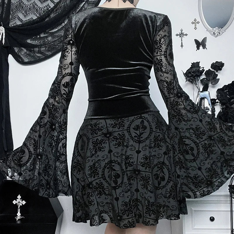 Formal attire Dresses: Velvet Dresses Grunge Flocked Bandage Dress