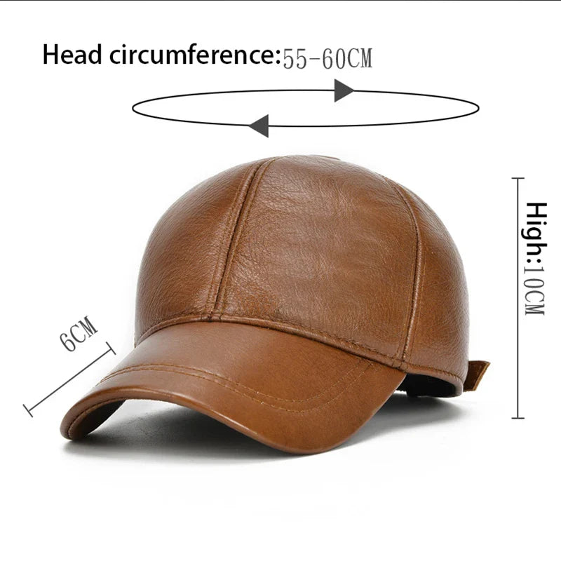 2026 Adjustable Men's Genuine Cowhide Leather Baseball Cap for Fall Winter Outdoor Sports Hat Men Real Cowhide Leather Caps