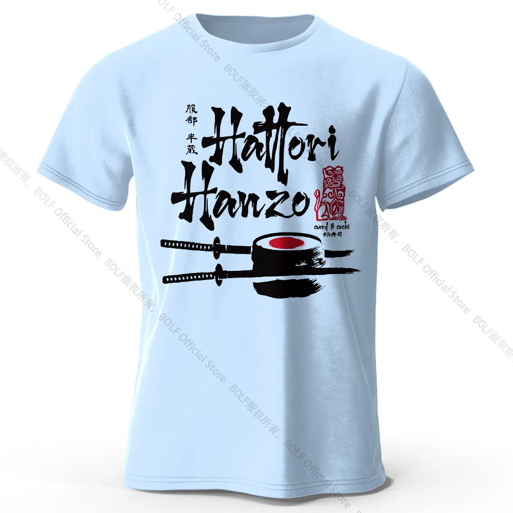 Men's Hattori Hanzo Printed T-Shirt 100% Cotton Oversized Ninja Graphic Tees for Women Summer Tops Samurai Streetwear