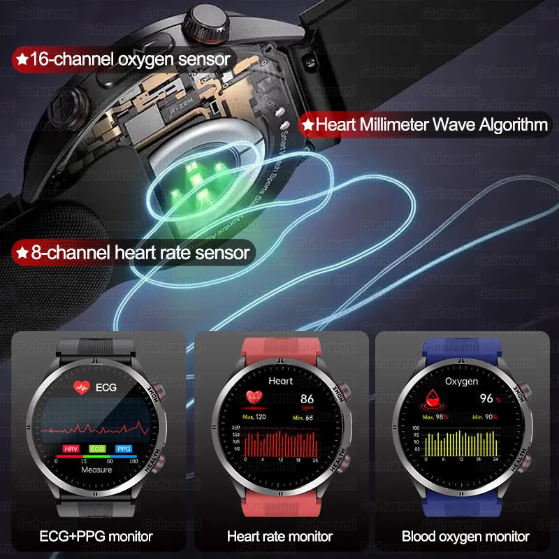 2026New NFC Health Smart Watch Men Air Pump+Air Bag Precise Blood Pressure Fat Measurement Voice Call SmartWatch For Android IOS