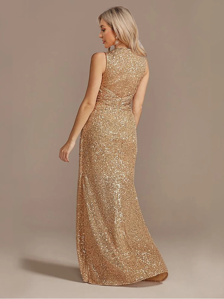 Formal attire Dresses: Floor Length V-Neck Evening Party Dress Women