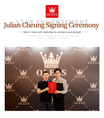 OLEVS 9970 Original Luxury Quartz Watch for Women Rhombus Mirror Digital Dial Calendar Stainless Steel Waterproof Wrist Watches