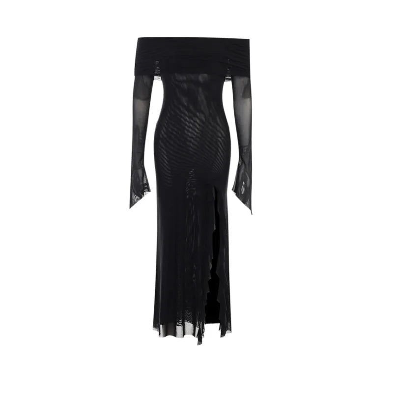 Formal attire Dresses: Off Shoulder Elegant Irregular Ruffles Split Evening Party Dresses