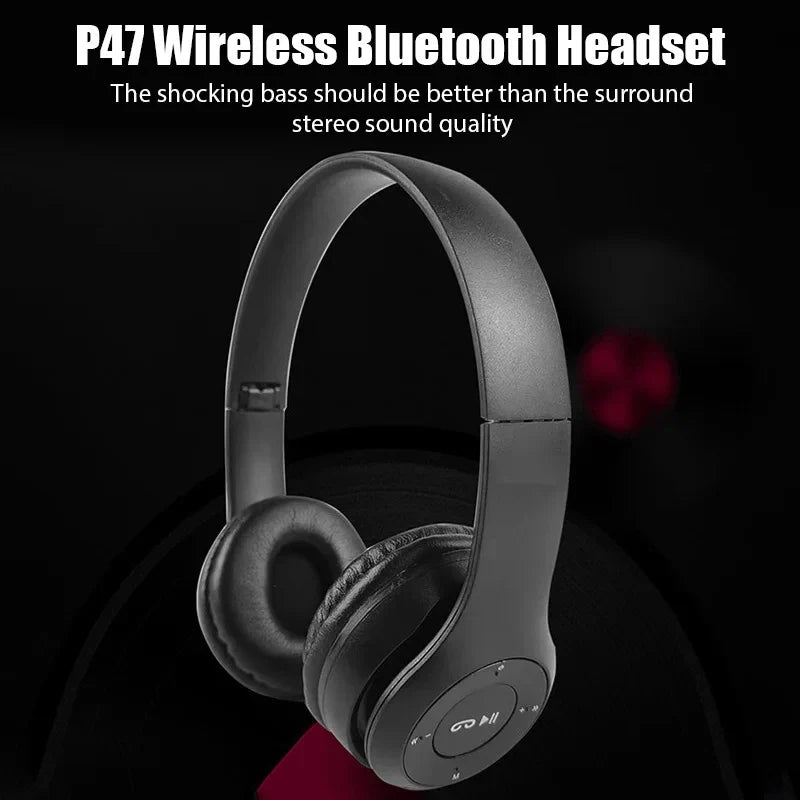 P47 Wireless bluetooth headphone With Mic Headsets Stereo Sound Earphones Sports Gaming Headphones Supports PC Smartphone