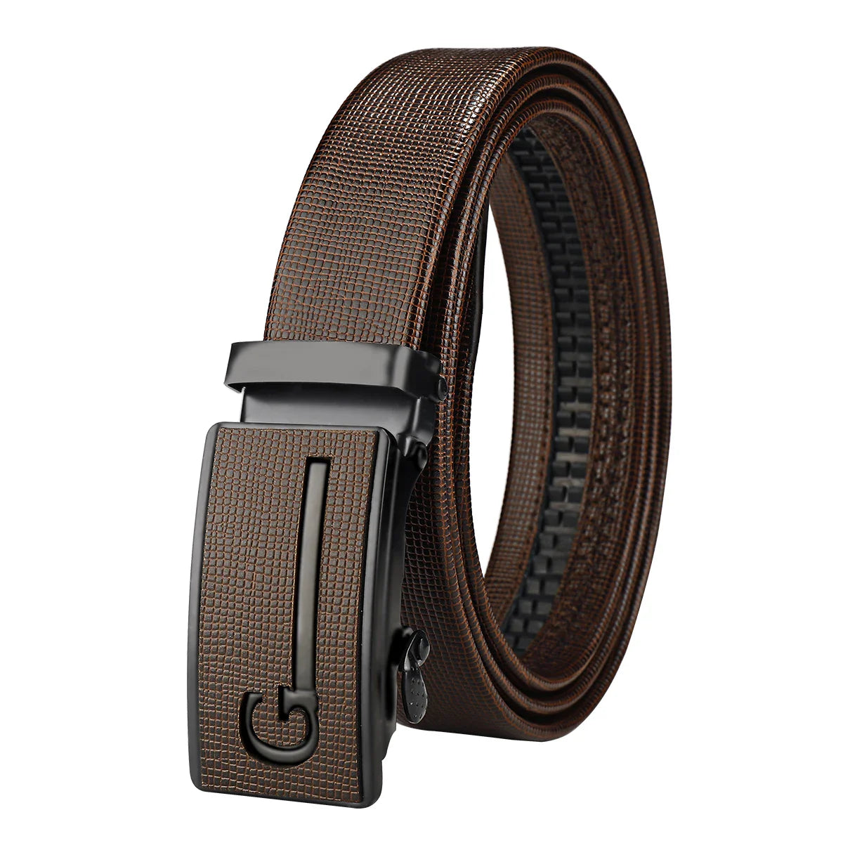 Men's leather belt with automatic buckle, Korean version trendy and casual middle-aged and young business leather pants belt