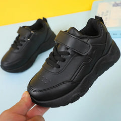 Children Casual Shoes for Girls Non-slip Round-toe Black Uniform School Shoes