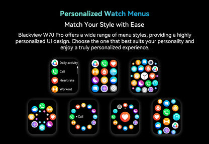 Blackview W70 Pro Sports Fitness Smart Watch 2.01 Screen Bluetooth Talking Watch LED Flashlight Outdoor Smart Watch With Compass