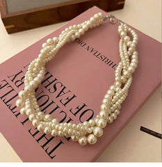 Bohemian Style Imitation Pearl Multi-layered Women's Necklace Exaggerated Fashion