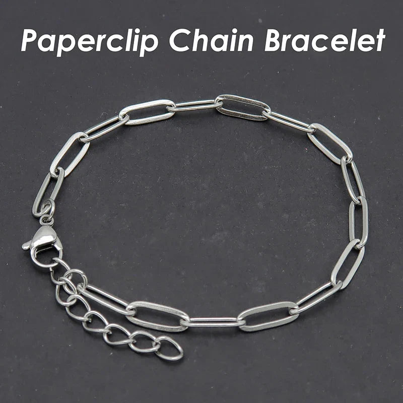 10 x Paper Clip Bracelet Gold Color Paperclip Bracelet Stainless Steel PaperClip Link Bracelet Paper Clip Chain Bracelet Women