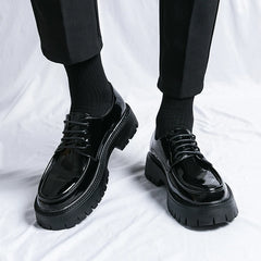 Men Formal Black Lace-up Shoes With Black Sole