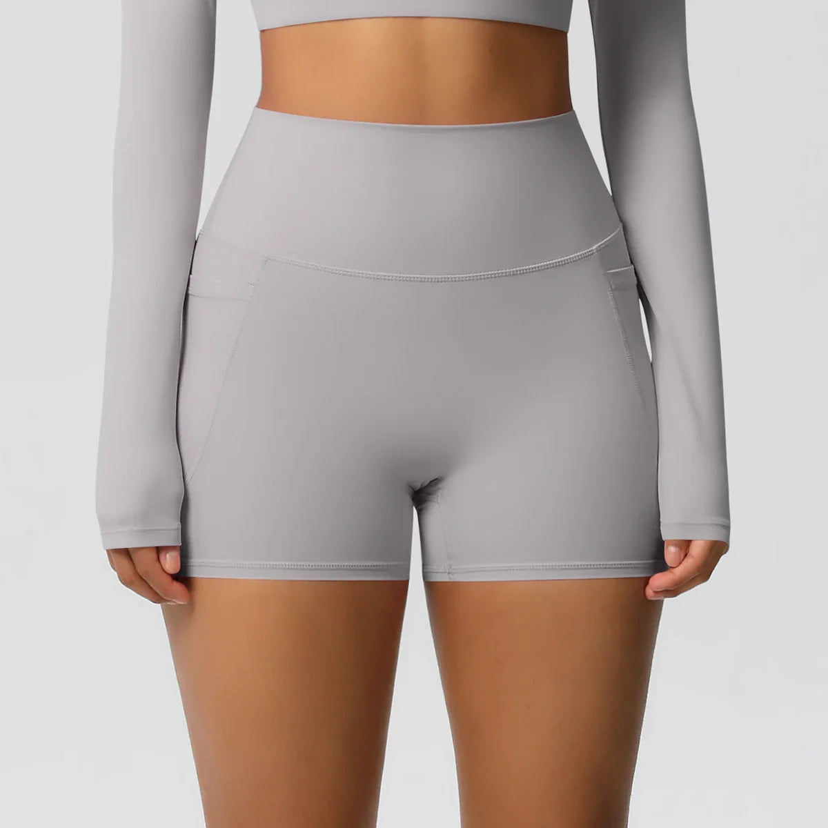 Women Sports Short With PocketedYoga Legging Shorts Squat Proof High Waist Fitness Tight Shorts Quick Drying Cycling Workout Gym