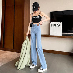 Summer Ultrathin Lyocell Women's Jeans High Waist Straight Fashion Pants Streetwear