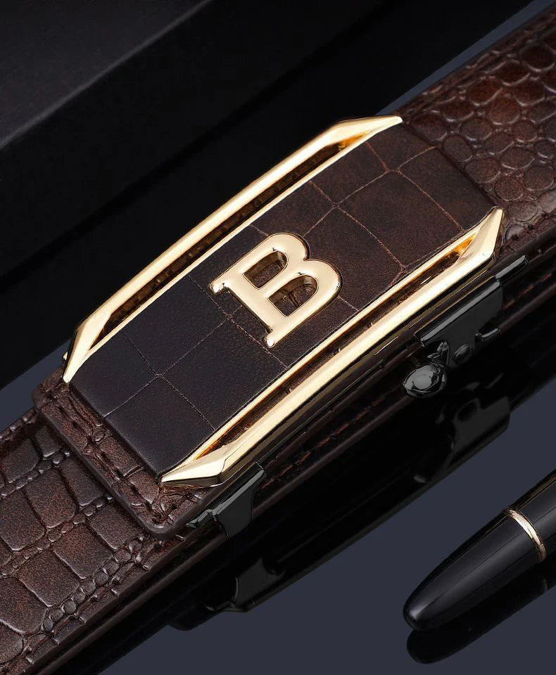 Men's Belt Automatic Buckle Belt High-Quality Trendy Crocodile Pattern Belt Fashionable Jeans Strap Men's Accessories