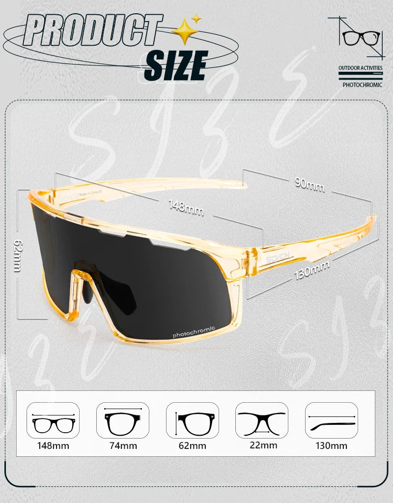 SCVCN Photochromic Cycling Sunglasses Cycling Glasses UV400 Bicycle Eyewear Sports MTB Outdoor Bike Goggles Sunglasses Eyepieces
