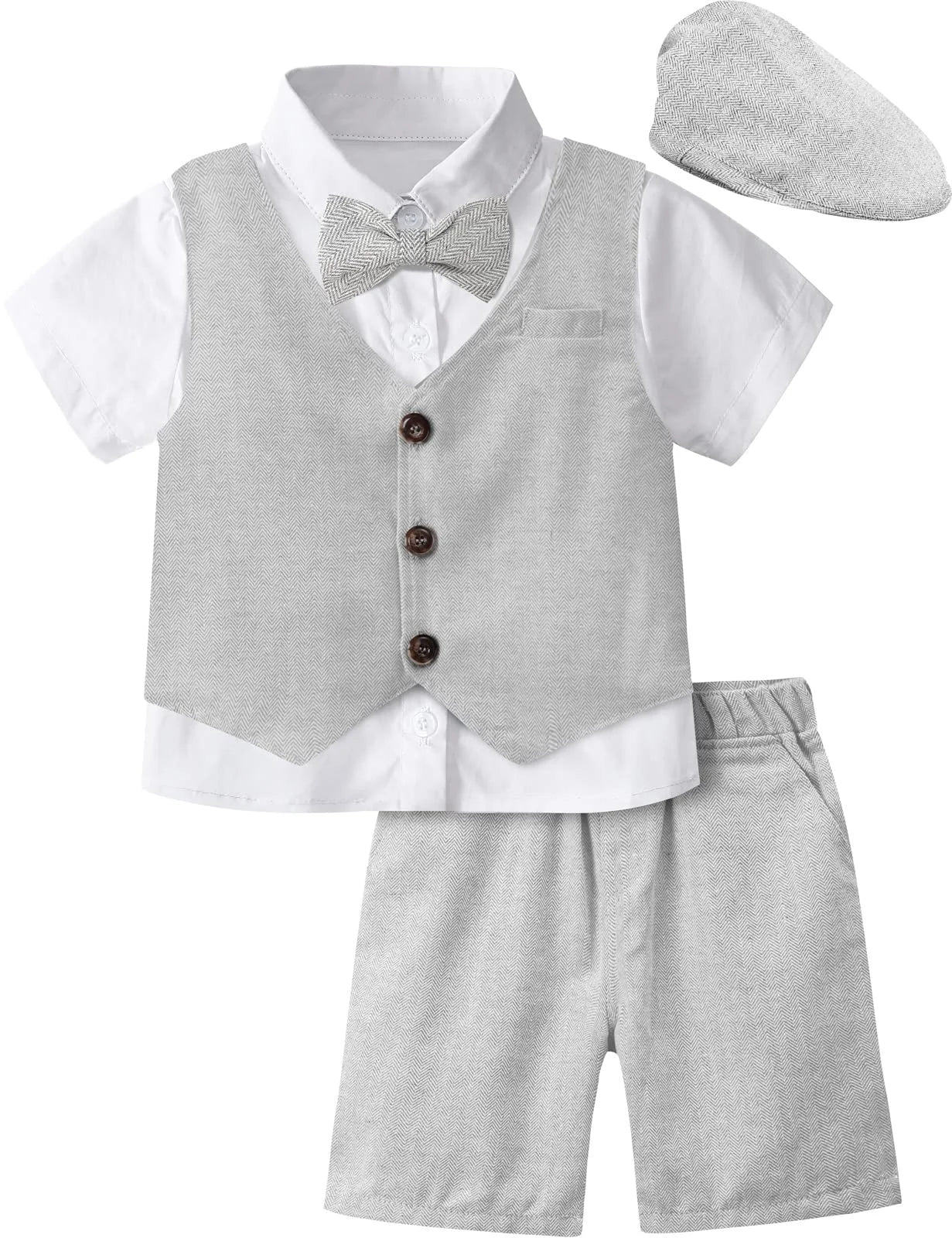 Kids Boy Clothes Set Formal Wedding Outfit Birthday Suit Little Gentleman Clothing Toddler Outfits with Beret Hat