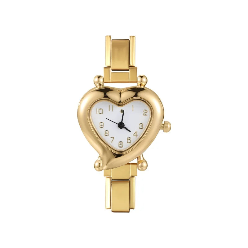 High Quality Fashion DIY 9MM Width Italian Elastic Charm Stainless Heart Shape Watch Bracelet Bangle for Friend Birthday Jewelry