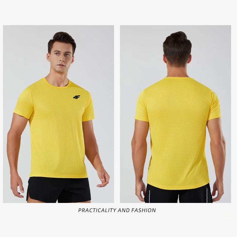Men's Summer Exercise Trainning T-shirt High Quality Breathable Quick Dry Short Sleeved Top Marathon Gym Fitness Basketball Tees