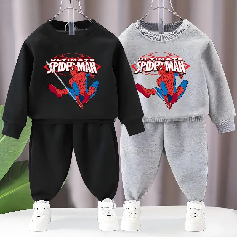 DISNEYautumn New Children's Hoodies and Trousers 2pcs Sets Anime Spiderman Baby Boys Long Sleeve Pullover Suits Kids Tracksuit