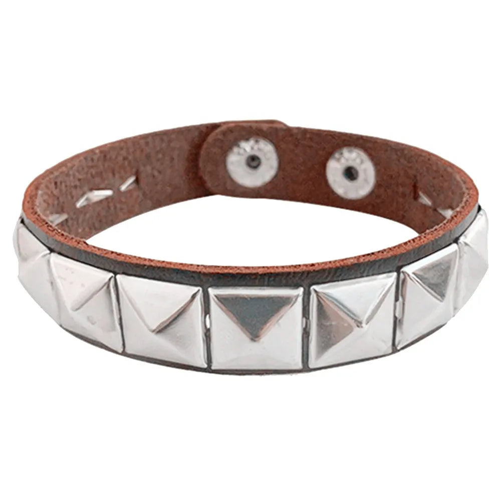 Unique Rivet PU Leather Spiked Studded Bracelet Bangle Gothic Jewelry Rivet Bracelet Punk Cuff Wrap Men Women Metal Wristband