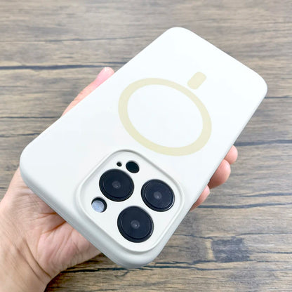 Silicone Rubber Case For iPhone 16 15 14 13 12 Pro Max 16Pro 15Pro 14Pro 13Pro iPhone15 For Magsafe Mag Safe Charge Cover