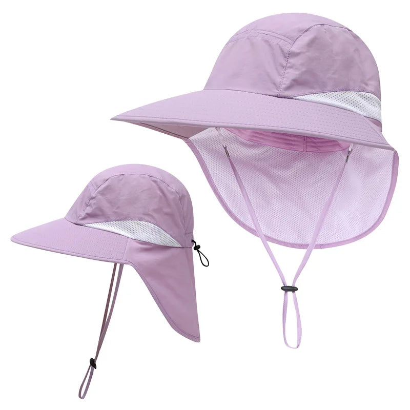 Outdoor Sun Hat for Women Youth Girls 50+ UPF Protection Safari Cap Wide Brim Fishing Hat with Neck Flap BeacH